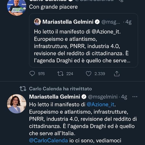 Gelmini e Carfagna nella segreteria di Azione. Calenda: "Forza Italia europeista a Bruxelles e sovranista in Italia"