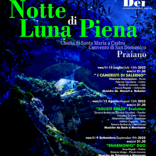 "I Suoni degli Dei", a Praiano tre concerti nelle notti di luna piena / PROGRAMMA 