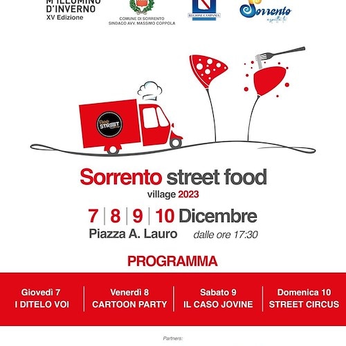 Il 7 dicembre al via il “Sorrento Street Food Village 2023”