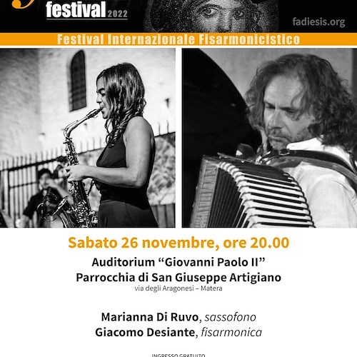 Il Fadiesis Accordion Festival 2022 incontra il pubblico lucano con due concerti a novembre e a dicembre