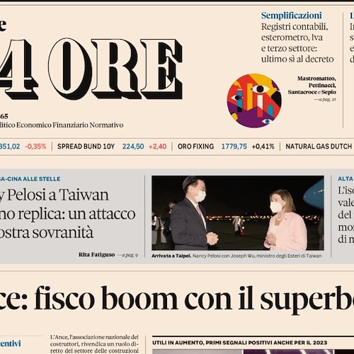 Il Sole 24 Ore, Fisco boom con il superbonus. Conte: "Incomprensibili critiche di Draghi"
