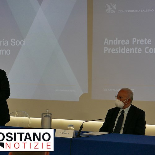 «In Campania si potrà fondare un’impresa in un mese», De Luca parla di sburocratizzazione all'assemblea di Confindustria Salerno