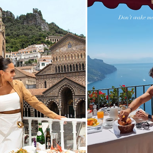 In Costa d'Amalfi la fuga romantica di Luca Vezil e Virginia Stablum: tappa anche a Positano / FOTO 