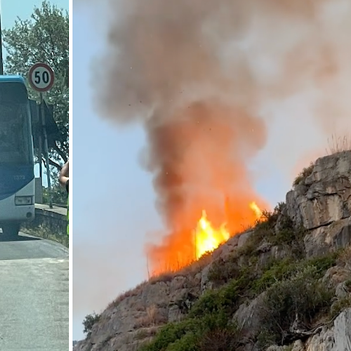 Incendio a Conca dei Marini, dopo chiusura Statale Amalfitana corse straordinarie via Agerola / ORARI