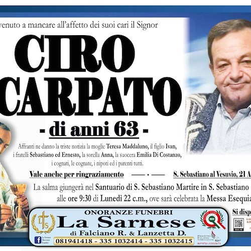 Manifesto funebre di Ciro Scarpato