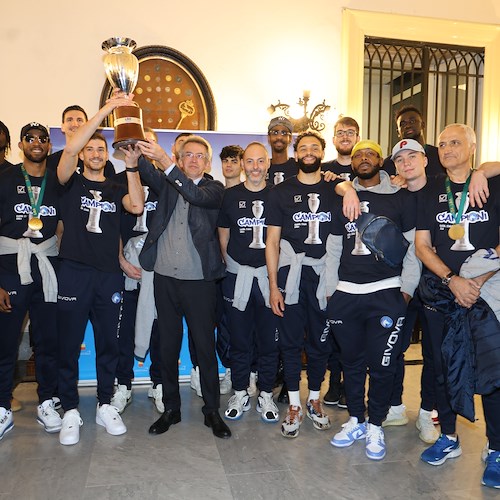 La Gevi Napoli Basket vince la Coppa Italia, squadra premiata al Comune <br />&copy; Comune di Napoli