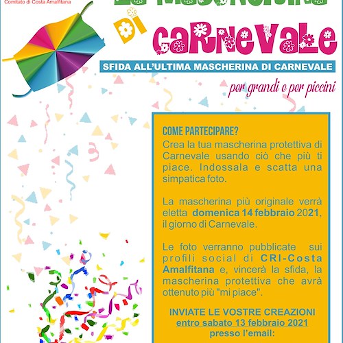 "La mascherina di Carnevale", il Comitato CRI Costa d'Amalfi premia la creatività dei bambini /COME PARTECIPARE