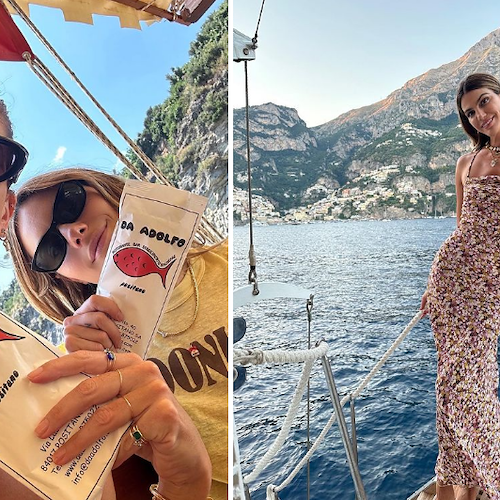 La modella Bianca Brandolini se la gode a Positano: relax e buona cucina con amici e colleghe / FOTO 