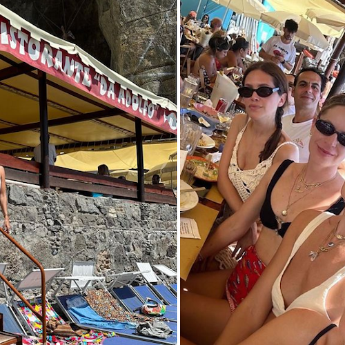 La modella Bianca Brandolini se la gode a Positano: relax e buona cucina con amici e colleghe / FOTO 