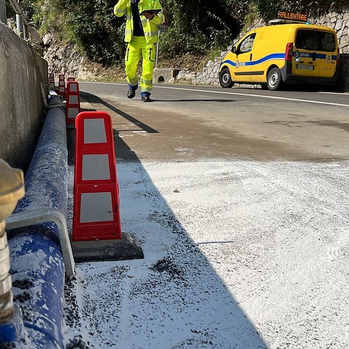 Lavori di ripristino condotta idrica e strada a Praiano non eseguiti a regola d'arte secondo l'Anas /FOTO