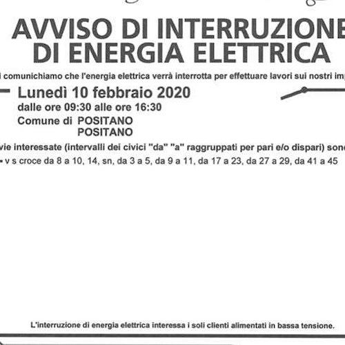 Lunedì 10 febbraio interruzione di energia elettrica a Positano