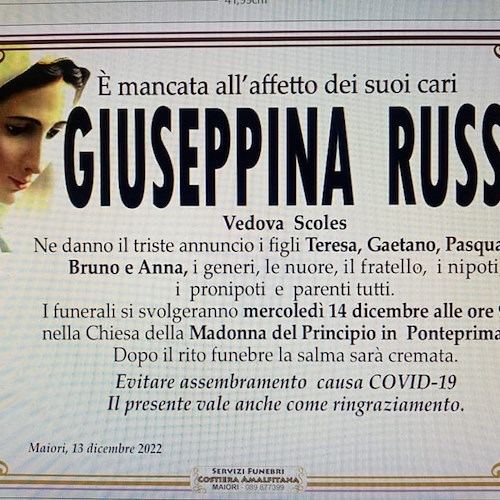 Lutto a Maiori: all'età di 101 anni si è spenta Giuseppina Russo, una delle ultime "formichelle"