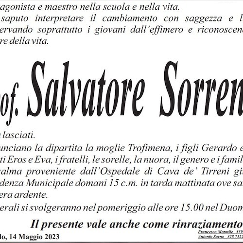 Lutto a Ravello per la morte dell'ex sindaco Salvatore Sorrentino