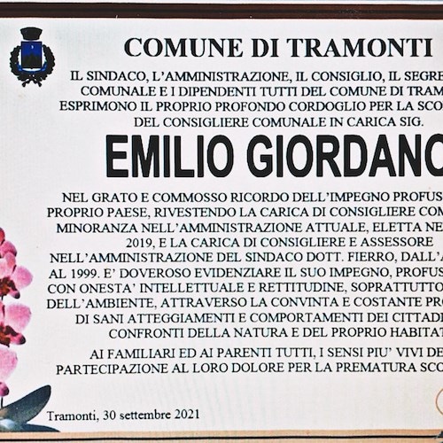 Lutto cittadino a Tramonti: «Emilio amava la natura, cittadini si astengano dall’accendere sterpaglie nel suo ricordo»