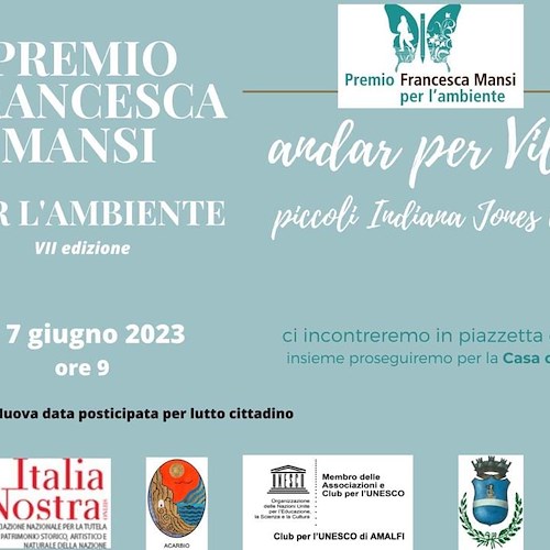 Lutto cittadino ad Atrani, posticipato al 7 giugno il Premio Francesca Mansi per l’Ambiente