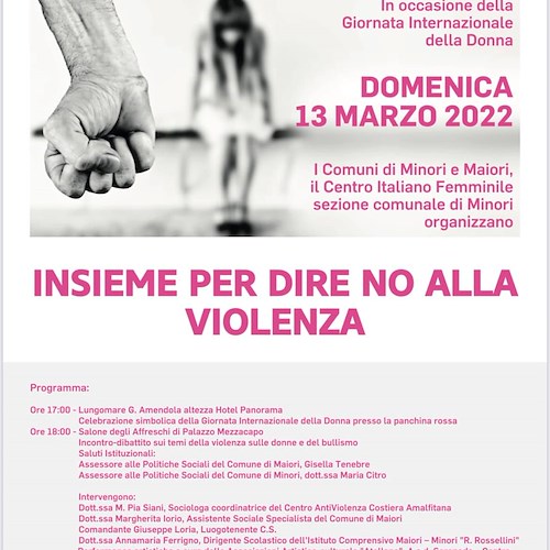 Maiori e Minori uniti per dire no alla violenza: 13 marzo inaugurazione panchina rossa e tavolo di riflessioni 