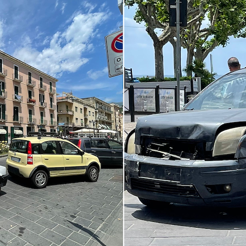 Maiori, tamponamento tra tre auto all'imbocco di Corso Reginna. Nessun ferito / FOTO 