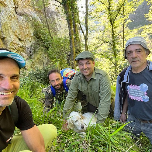 Mamma con due cuccioli finisce in una scarpata a Monte Comune: il salvataggio a opera del team di Fabio Fusco