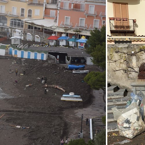 Mare agitato a Positano, cittadini ripuliscono arenile dai rifiuti portati dalle onde /FOTO e VIDEO