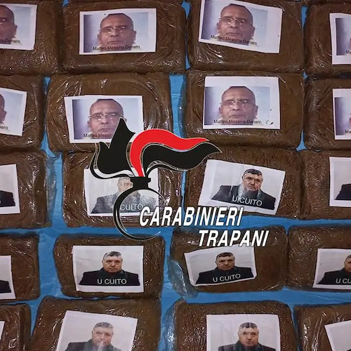 Marsala, 13 kg di stupefacente "marchiati" con immagine di Matteo Messina Denaro e Totò Riina