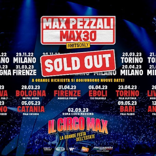 Max Pezzali raddoppia al PalaSele di Eboli, ecco le date 