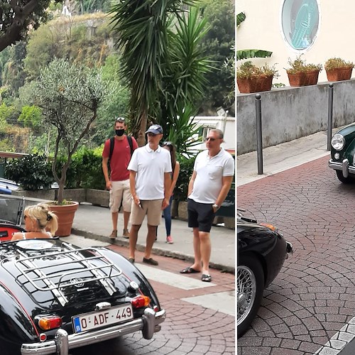“MG by the sea 2021” fa tappa a Positano: 70 auto d’epoca da tutto il mondo sfilano su Viale Pasitea