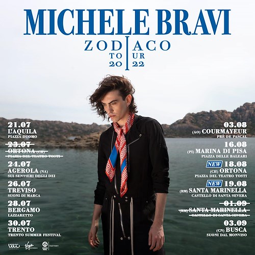 Michele Bravi premiato ad Agerola: 24 luglio atteso al Parco Colonia Montana per lo "Zodiaco Tour"