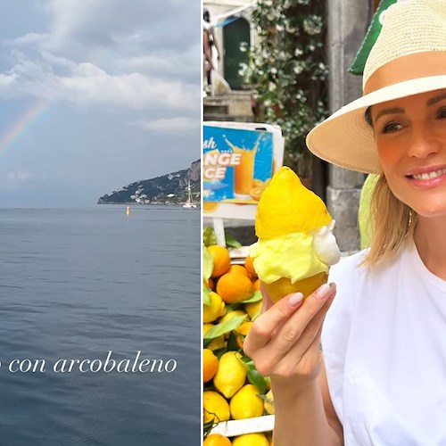 Michelle Hunziker arriva in Costiera Amalfitana, al risveglio un meraviglioso arcobaleno 