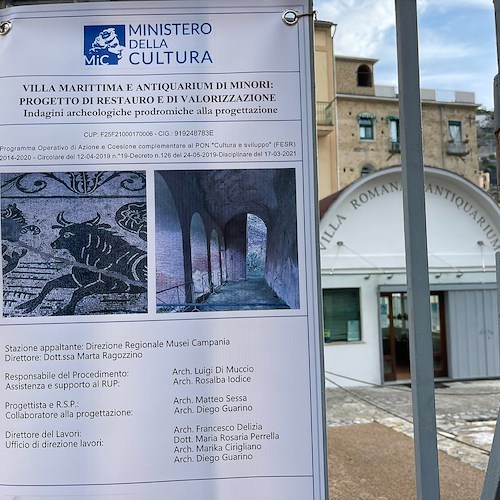 Minori, al via restauro della Villa Romana Marittima: il sito archeologico tornerà all'antico splendore
