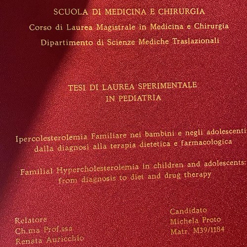 Minori, per Michela Proto laurea in Medicina e Chirurgia: tesi dedicata alla memoria della madre Giulia 