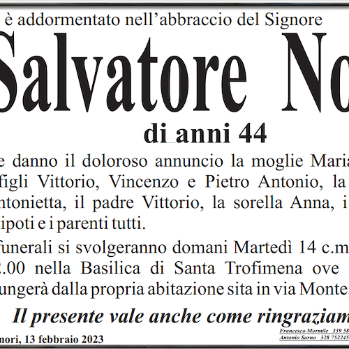 Minori, si è spento il cuore buono di Salvatore Nolli. Il 44enne lascia moglie e tre figli 