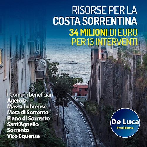 Mobilità sostenibile in Costiera Sorrentina, 34 milioni di euro di risorse per 13 interventi