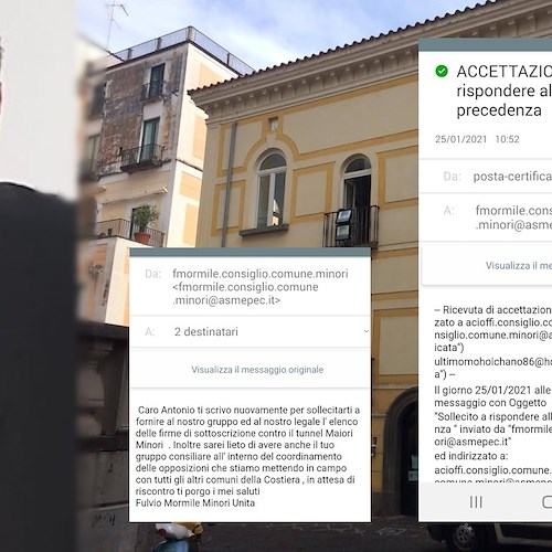  Mormile risponde a polemiche su Coordinamento minoranze Costa d’Amalfi: «Abbiamo coinvolto tutti, lo dimostra la pec» 