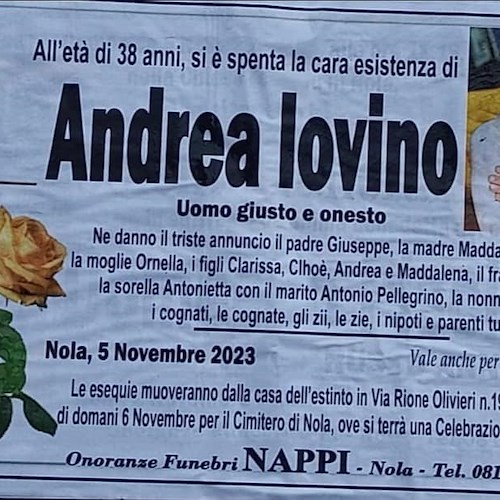 Manifesto funebre di Andrea Iovino