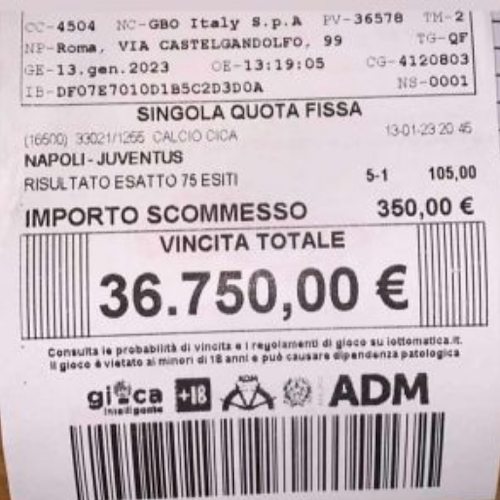 Napoli-Juventus, punta sul 5-1 dei partenopei e vince oltre 36mila euro 