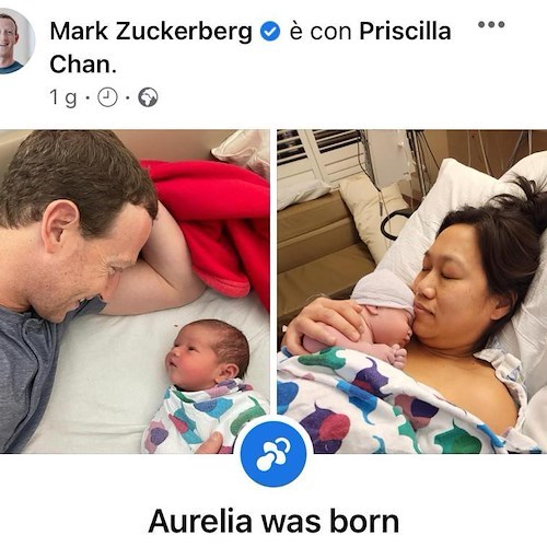 È nata Aurelia Zuckerberg, la terza figlia del fondatore di Facebook