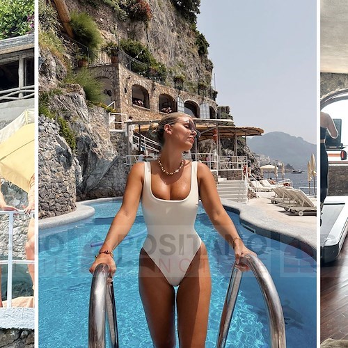 Natasha Oakley e Devin Brugman in Costiera Amalfitana, le fondatrici del brand di costumi di lusso "Monday Swimwear" ospiti del Santa Caterina /foto /video