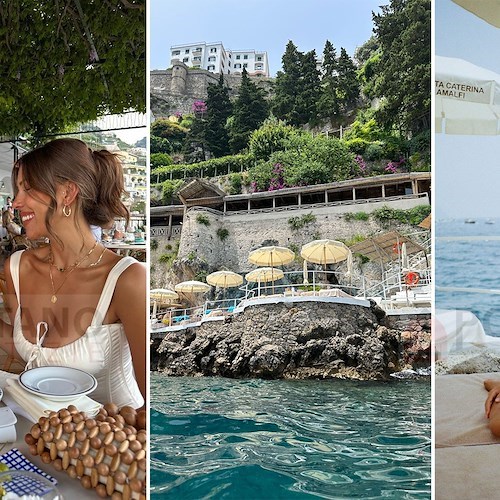 Natasha Oakley e Devin Brugman in Costiera Amalfitana, le fondatrici del brand di costumi di lusso "Monday Swimwear" ospiti del Santa Caterina /foto /video