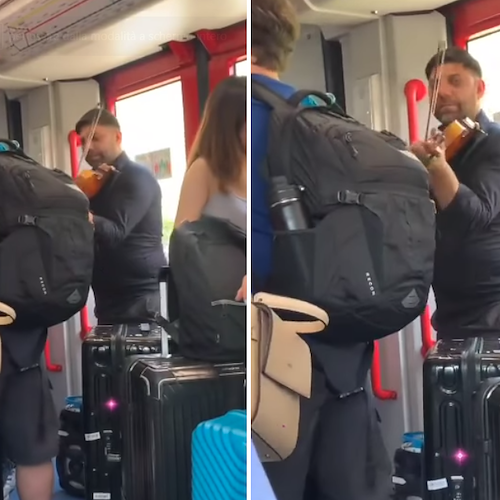 Nel treno diretto a Sorrento violinista intrattiene passeggeri con performance dedicata ad Antonio Vivaldi