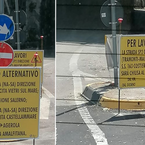 Nell'Agro un cartello annuncia chiusura SP2 "Chiunzi-Maiori", dovrebbe entrare in vigore da lunedì
