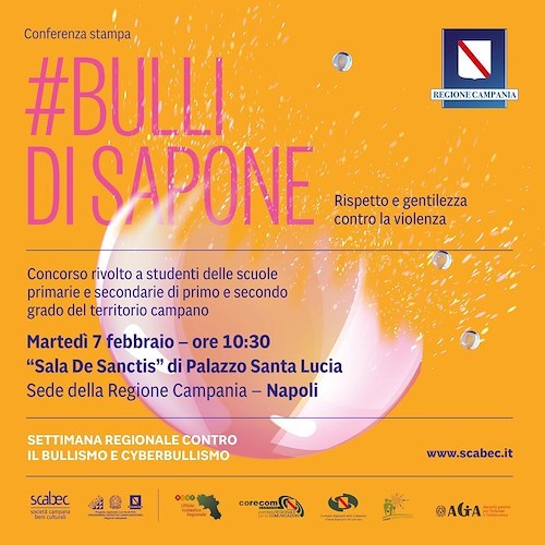 Nella giornata nazionale contro il bullismo parte il progetto "Bulli di Sapone" in collaborazione con Scabec 