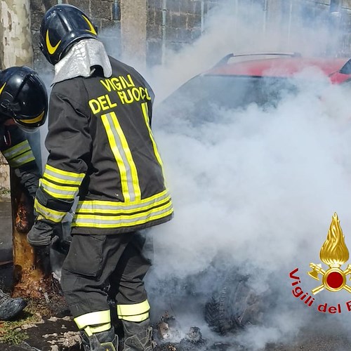 auto prende fuoco e si schianta contro un albero<br />&copy; Vigili del fuoco