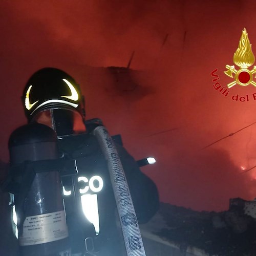 incendio all'interno di un ex scatolificio<br />&copy; Vigili del fuoco