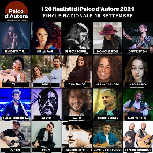 Palco d'Autore 2021, i 20 artisti per la finale nazionale a Salerno