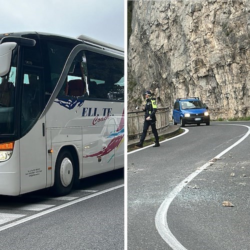 Masso su un bus a Sant'Agnello