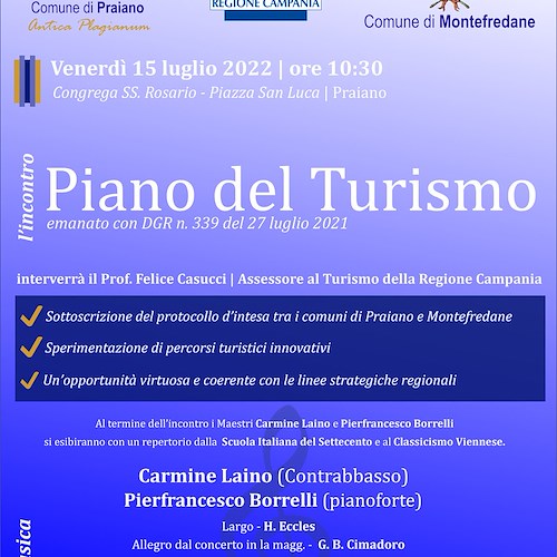 Piano del Turismo, 15 luglio sottoscrizione del protocollo d'intesa tra Praiano e Montefredane