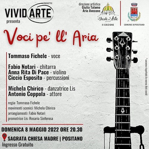 Positano, 8 maggio il concerto "Voci pe' ll' Aria"