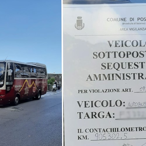 Positano, bus turistico sottoposto a sequestro: non aveva copertura assicurativa