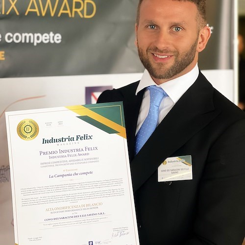 Positano, Covo Dei Saraceni riceve l’Alta Onorificenza di Bilancio al Premio Industria Felix 