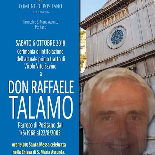 Positano dedica una strada al “suo” parroco Don Raffaele Talamo